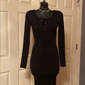 Say What? Jersey Lace Front Dress